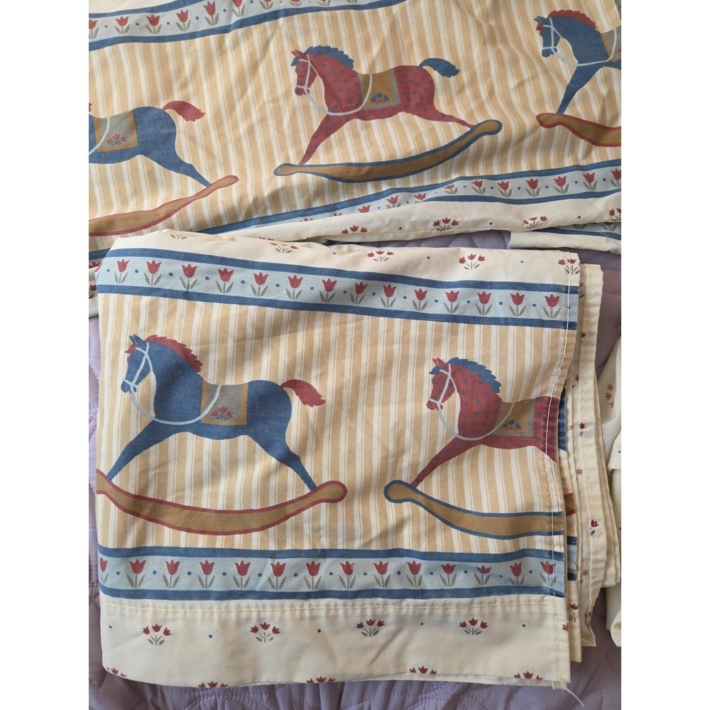 Vtg Cannon Rocking Horses Full Size Cotton Blend Sheet Set With 2 Pillowcases - Picture 2 of 7